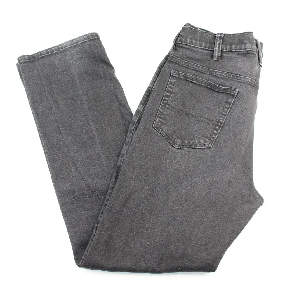 Lucky Brand 37 X 33 Athletic Fit Black Flex Straight Leg Distressed Denim Jeans - Picture 2 of 11
